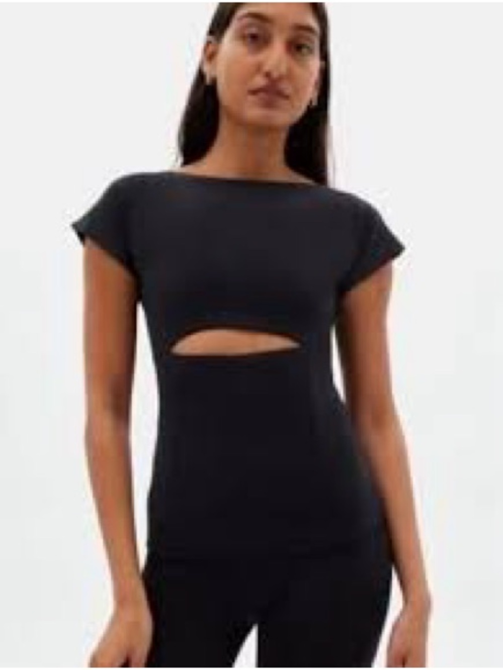 74. girlfriend collective • NWT Black Cutout baby tee Crop Short Sleeve Top